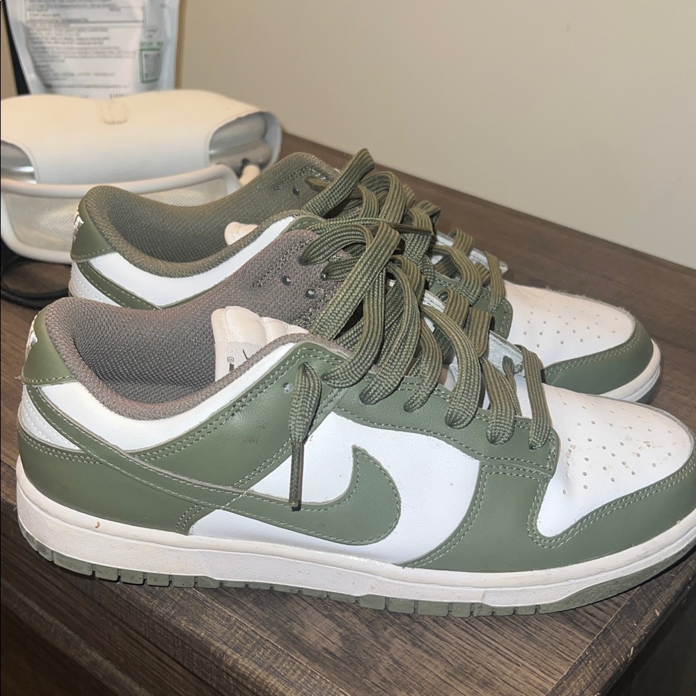 Nike Olive Green and White Sneakers